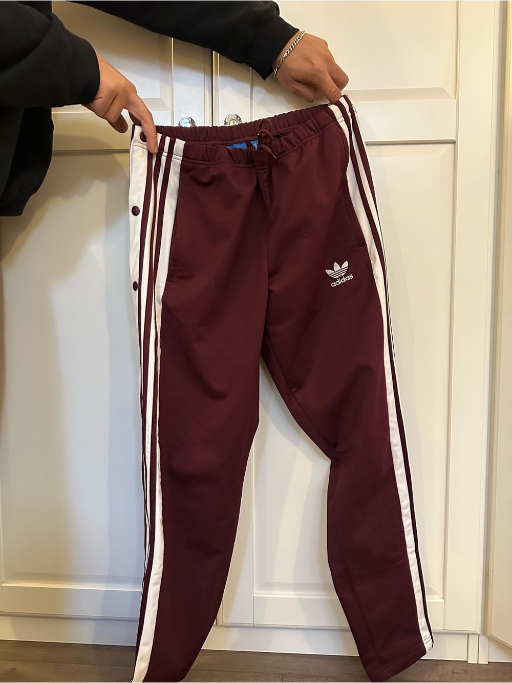 Adidas Maroon Track Pants tear away